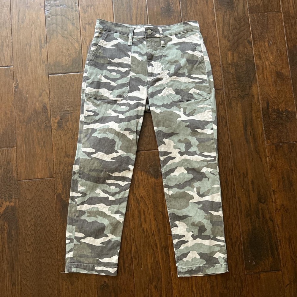 J. Crew Camo Ankle Crop Pants in Green & Tan